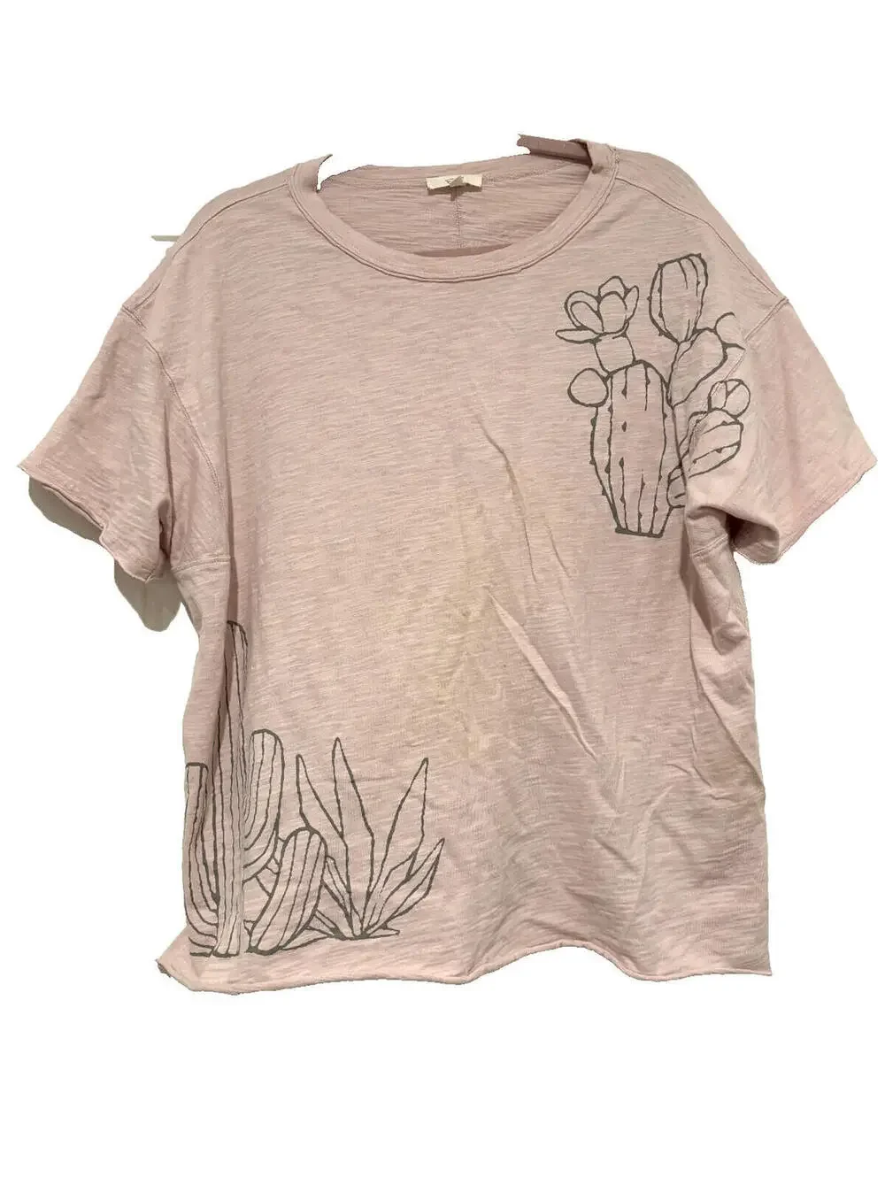 Easel very oversized small slouchy‎ cotton pink cactus shirt G
